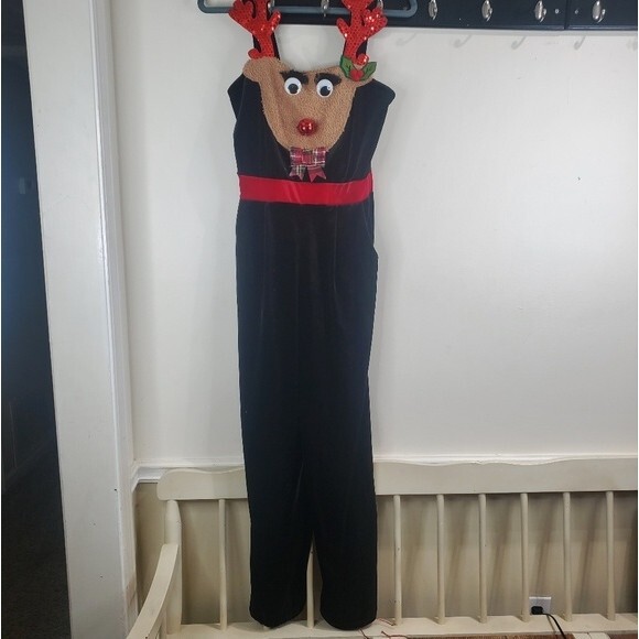 No Boundaries christmas Velour reindeer jumpsuit size small - Picture 1 of 5